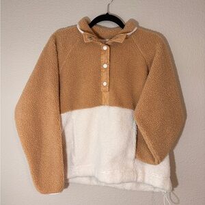 Cozy Tan and White Women's Sweater